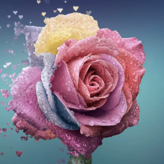 Multi-coloured rose